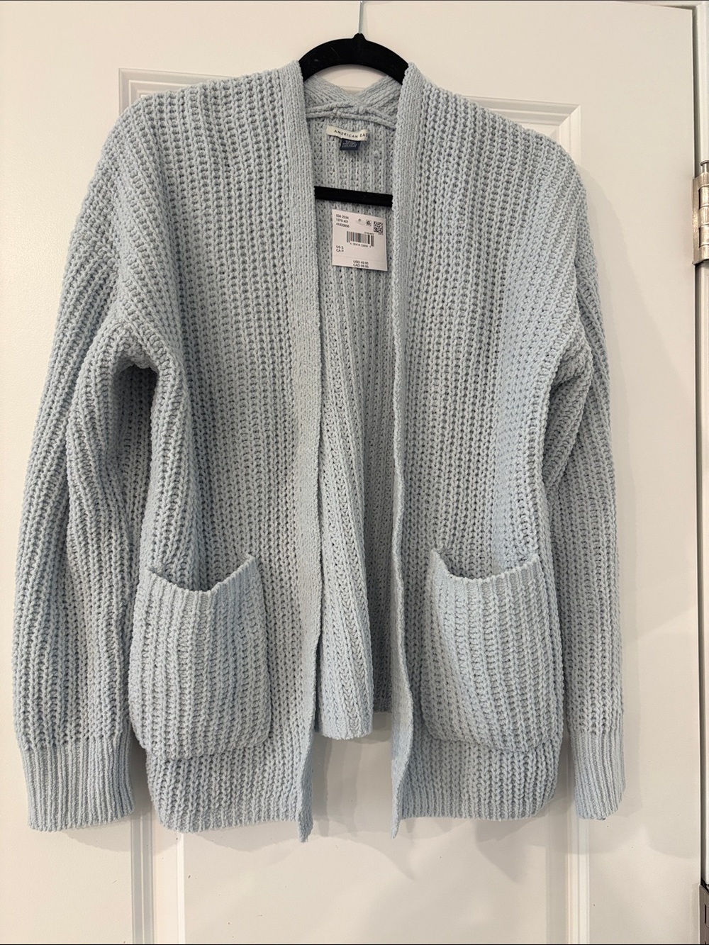 American Eagle Light Blue Chunky Open-Front Cardigan